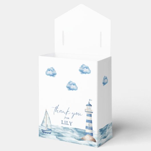Wasserfarbe Nautical Baby Dusche Vielen Dank Geschenkschachtel (Geöffnet)