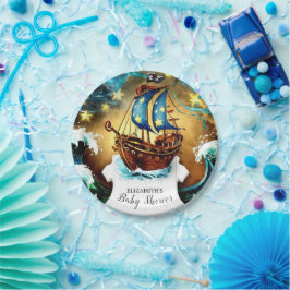 Wasserfarbe Nautical Pirate Baby Dusche Pappteller