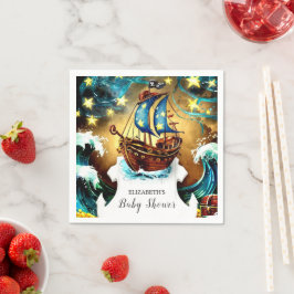 Wasserfarbe Nautical Pirate Baby Dusche Serviette