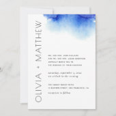 Wasserfarbe nautische blaue moderne Hochzeit Einladung (Vorderseite)