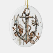 WASSERFARBE NAUTISCHER ANCHOR MIT SAASHELLEN KERAMIK ORNAMENT (Rechts)