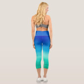 Wasserfarbe Neon Ocean Blue Green Sommer Thema Capri Leggings (Rückseite)