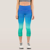 Wasserfarbe Neon Ocean Blue Green Sommer Thema Capri Leggings (Vorderseite)