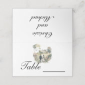 Wasserfarbe Neu Verheiratetes Paar Platzkarte (Außenseite Aufgefaltet)