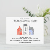 Wasserfarbe Neue Haustürwärmungspartei Einladung (Stehend Vorderseite)