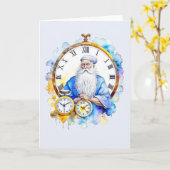 Wasserfarbe neue Jahre Vater Zeit Karte (Gelbe Blume)