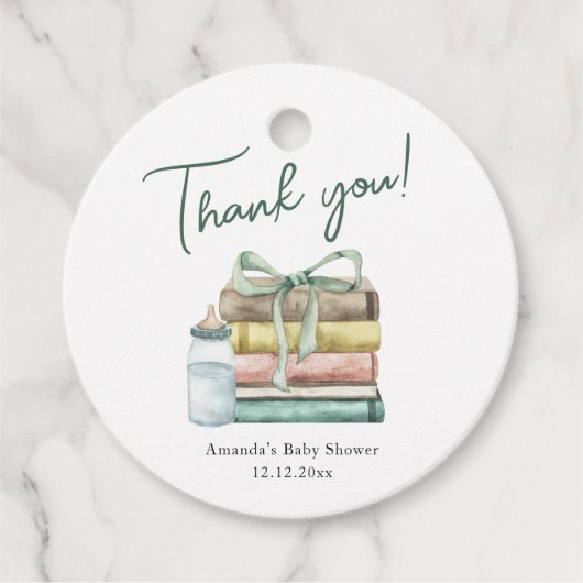 Wasserfarbe Neue Kapitel Kinderdusche Vielen Dank Geschenkanhänger (Vorderseite)