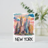 Wasserfarbe neue York Postkarte (Stehend Vorderseite)