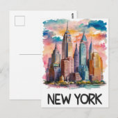 Wasserfarbe neue York Postkarte (Vorne/Hinten)