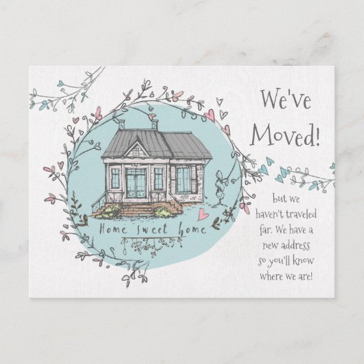 Wasserfarbe Neue Zuhause-Adresse, die wir verschob Ankündigungspostkarte (Vorderseite)