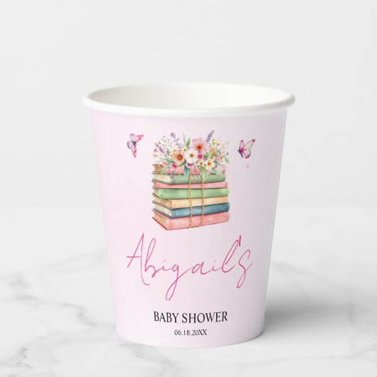 Wasserfarbe Neues Kapitel Beginnt Mädchen-Dusche Pappbecher (Rückseite)