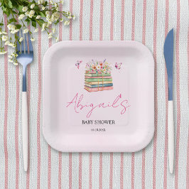 Wasserfarbe Neues Kapitel Beginnt Mädchen-Dusche Pappteller