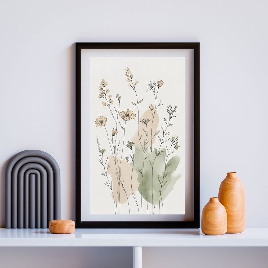 Wasserfarbe neutrale Wildblume 5 Poster