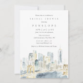 Wasserfarbe New York City Skyline Brautparty Einladung (Vorderseite)