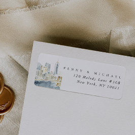 Wasserfarbe New York City Skyline-Rücksendeadresse