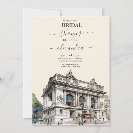 Wasserfarbe New York Zielort Brautparty Einladung (Vorderseite)