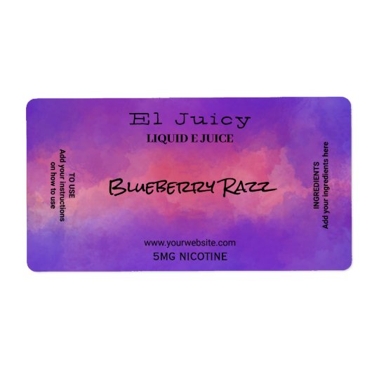 Wasserfarbe Nicotine Vape E Juice Labels (Vorne)