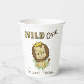 Wasserfarbe Niedlich Baby Lion - Wild 1. Geburtsta Pappbecher (Vorderseite)
