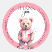 Wasserfarbe niedlich Bär Babydusche Danke Runder Aufkleber (Vorderseite)