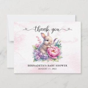Wasserfarbe Niedlich Bunny Baby Dusche I Birthday Dankeskarte