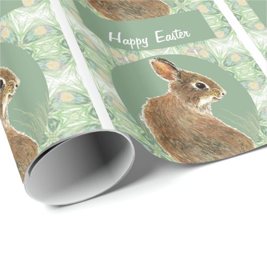 Wasserfarbe Niedlich Bunny Rabbit Happy Oaster Geschenkpapier (Rolleneckpunkt)