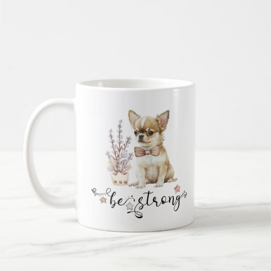Wasserfarbe niedlich Chihuahua Seien Sie stark kal Kaffeetasse (Links)