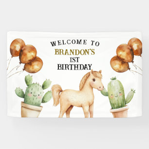 Wasserfarbe Niedlich Cowboy 1. Rodeo Geburtstag Banner