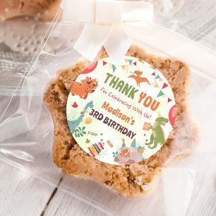 Wasserfarbe Niedlich Dinosaurier Geburtstagsparty  Runder Aufkleber