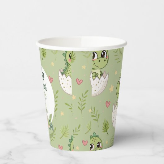 Wasserfarbe Niedlich Dinosaurier Grüne Boy Babydus Pappbecher (Links)