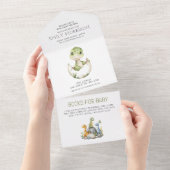 Wasserfarbe Niedlich Dinosaurier Jungle Baby Boy D All In One Einladung (Abreißen)