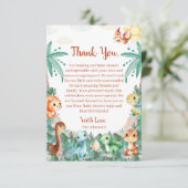 Wasserfarbe Niedlich Dinosaurier Kinderdusche Dankeskarte (Stehend Vorderseite)