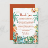 Wasserfarbe Niedlich Dinosaurier Kinderdusche Dankeskarte (Vorne/Hinten)