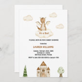 Wasserfarbe Niedlich Dinosaurier Kinderdusche Einladung (Vorne/Hinten)