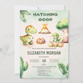 Wasserfarbe Niedlich Dinosaurier Schnürung Babydus Einladung (Vorderseite)