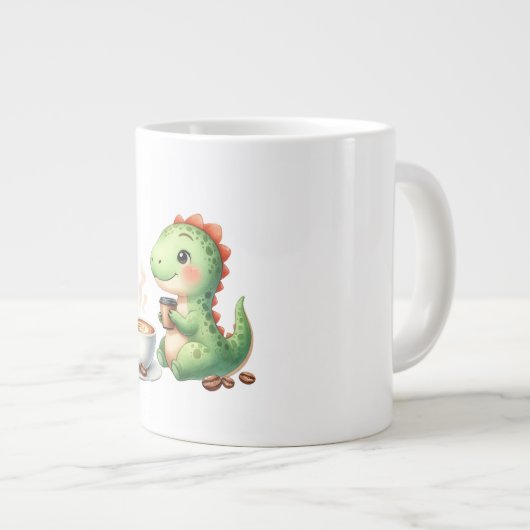 Wasserfarbe Niedlich Dinosaurier T Rex Trinkkaffee Jumbo-Tasse (Vorderseite Rechts)