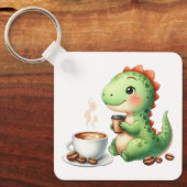 Wasserfarbe Niedlich Dinosaurier T Rex Trinkkaffee Schlüsselanhänger (Vorderseite)