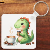 Wasserfarbe Niedlich Dinosaurier T Rex Trinkkaffee Schlüsselanhänger (Rückseite)