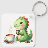 Wasserfarbe Niedlich Dinosaurier T Rex Trinkkaffee Schlüsselanhänger (Rückseite)