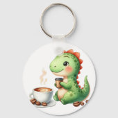 Wasserfarbe Niedlich Dinosaurier T Rex Trinkkaffee Schlüsselanhänger (Vorderseite)
