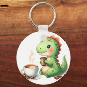 Wasserfarbe Niedlich Dinosaurier T Rex Trinkkaffee Schlüsselanhänger (Rückseite)
