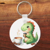 Wasserfarbe Niedlich Dinosaurier T Rex Trinkkaffee Schlüsselanhänger (Vorderseite)