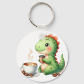 Wasserfarbe Niedlich Dinosaurier T Rex Trinkkaffee Schlüsselanhänger (Rückseite)