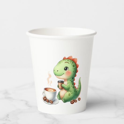 Wasserfarbe Niedlich Dinosaurier T Rex Trinkpapier Pappbecher (Vorderseite)