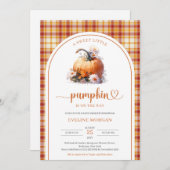 Wasserfarbe niedlich Ein süßer Kürbisfall kariert Einladung (Vorne/Hinten)
