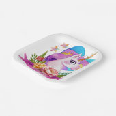 Wasserfarbe Niedlich Einhorn Individuelle Name Pappteller (Gewinkelt)