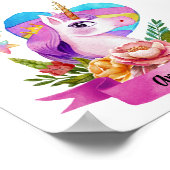 Wasserfarbe Niedlich Einhorn Individuelle Name Poster (Ecke)