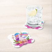 Wasserfarbe Niedlich Einhorn Individuelle Name Untersetzer (Vor Ort)