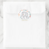 Wasserfarbe Niedlich Elephant Baby Dusche Runder Aufkleber (Tasche)