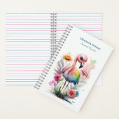 Wasserfarbe Niedlich Flamingo mit Blume Notizblock (Innen)