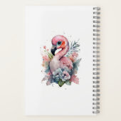 Wasserfarbe Niedlich Flamingo mit Blume Notizblock (Rückseite)